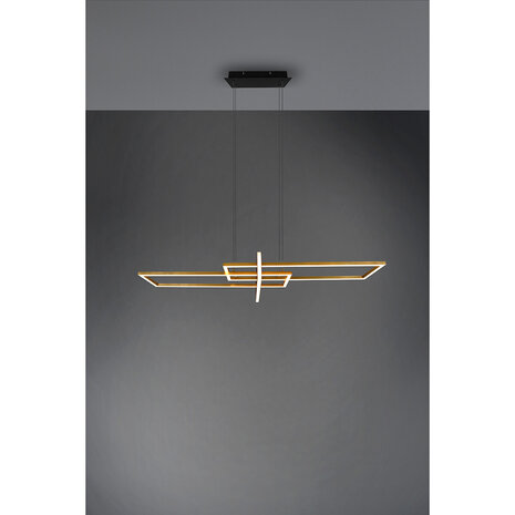 HLW LED Dimbare LED Hanglamp 34W - Mat Zwart/Goud - Warm Wit 3000K - Aluminium