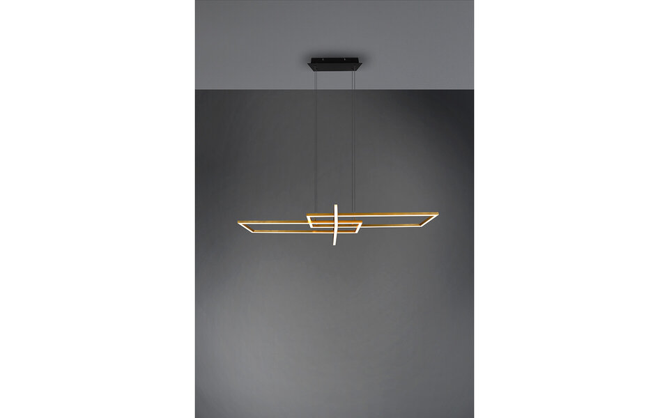 HLW LED Dimbare LED Hanglamp 34W - Mat Zwart/Goud - Warm Wit 3000K - Aluminium