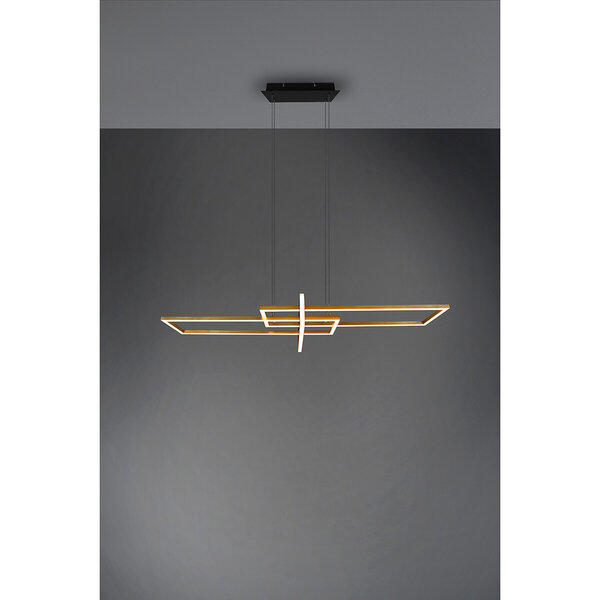 HLW LED Dimbare LED Hanglamp 34W - Mat Zwart/Goud - Warm Wit 3000K - Aluminium