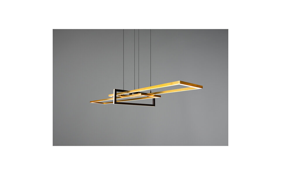 HLW LED Dimbare LED Hanglamp 34W - Mat Zwart/Goud - Warm Wit 3000K - Aluminium