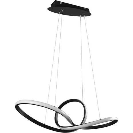 HLW LED LED Hanglamp 28W - Dimbaar, Warm Wit 3000K - Mat Zwart & Wit Aluminium