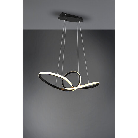 HLW LED LED Hanglamp 28W - Dimbaar, Warm Wit 3000K - Mat Zwart & Wit Aluminium