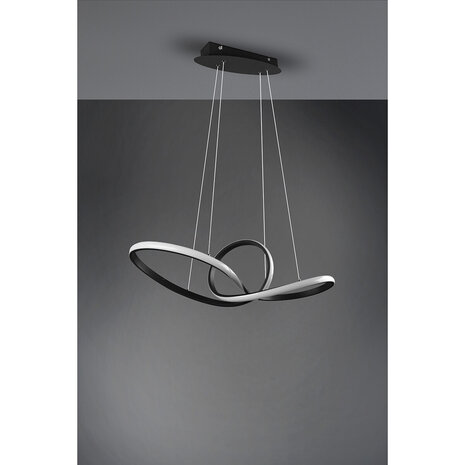 HLW LED LED Hanglamp 28W - Dimbaar, Warm Wit 3000K - Mat Zwart & Wit Aluminium