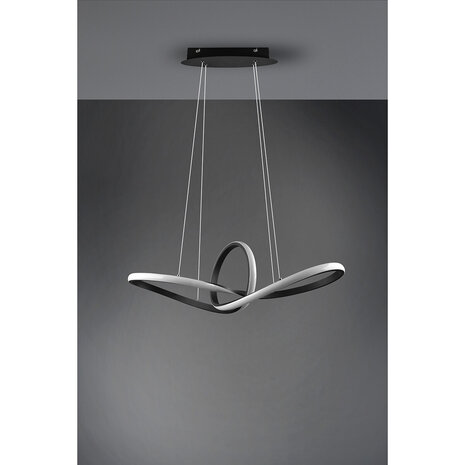 HLW LED LED Hanglamp 28W - Dimbaar, Warm Wit 3000K - Mat Zwart & Wit Aluminium