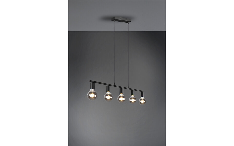 HLW LED Zwarte LED Hanglamp Trion Zuncka - 5-lichts, Rechthoekig, Mat Aluminium