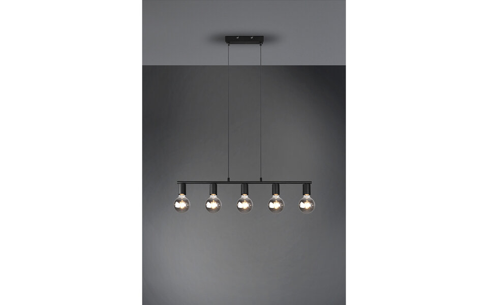 HLW LED Zwarte LED Hanglamp Trion Zuncka - 5-lichts, Rechthoekig, Mat Aluminium