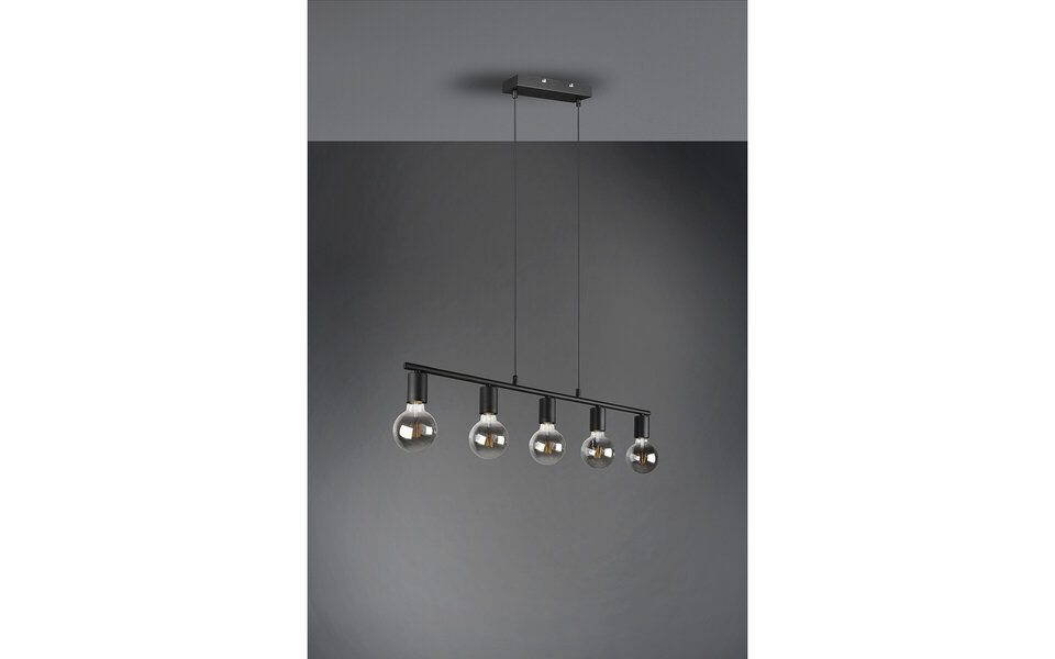 HLW LED Zwarte LED Hanglamp Trion Zuncka - 5-lichts, Rechthoekig, Mat Aluminium