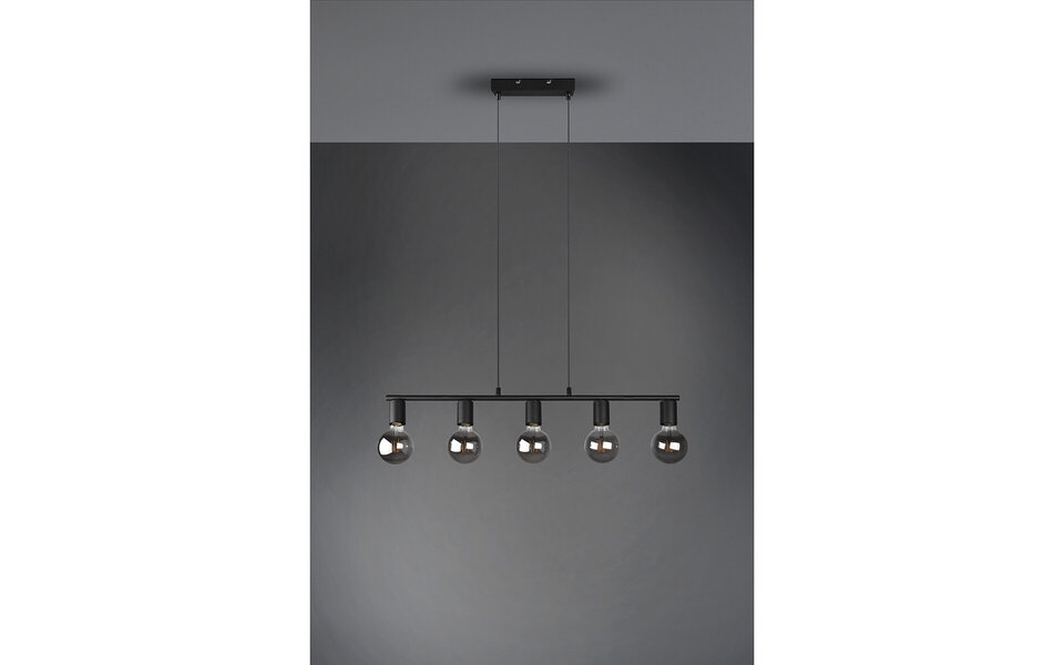 HLW LED Zwarte LED Hanglamp Trion Zuncka - 5-lichts, Rechthoekig, Mat Aluminium