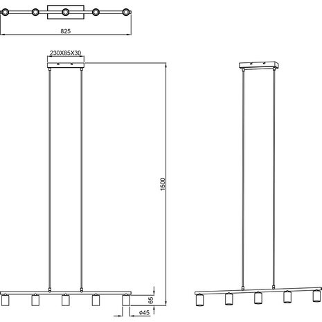 HLW LED Zwarte LED Hanglamp Trion Zuncka - 5-lichts, Rechthoekig, Mat Aluminium HLW LED Zwarte LED Hanglamp Trion Zuncka - 5-lichts, Rechthoekig, Mat Aluminium