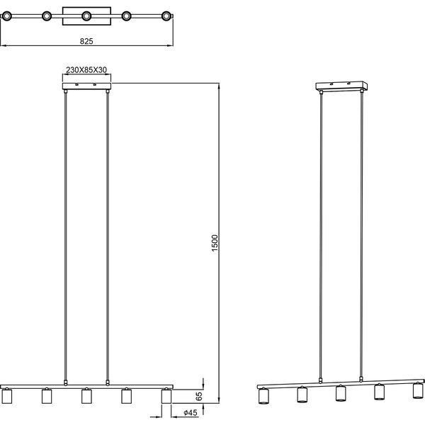 HLW LED Zwarte LED Hanglamp Trion Zuncka - 5-lichts, Rechthoekig, Mat Aluminium HLW LED Zwarte LED Hanglamp Trion Zuncka - 5-lichts, Rechthoekig, Mat Aluminium