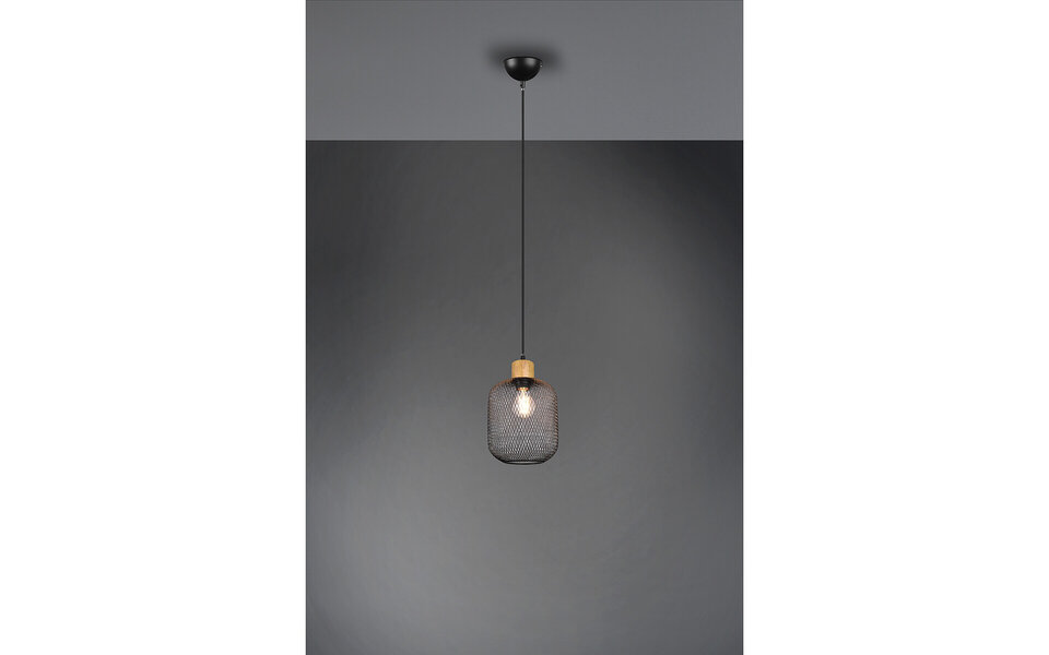 HLW LED Zwarte LED Hanglamp Trion Kalim - Mat Zwart, Aluminium, E27 Fitting, 1-lichts