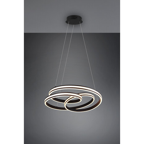 HLW LED LED Hanglamp Trion Yarino 60W - Dimbaar, Aanpasbare Kleur & Mat Zwart