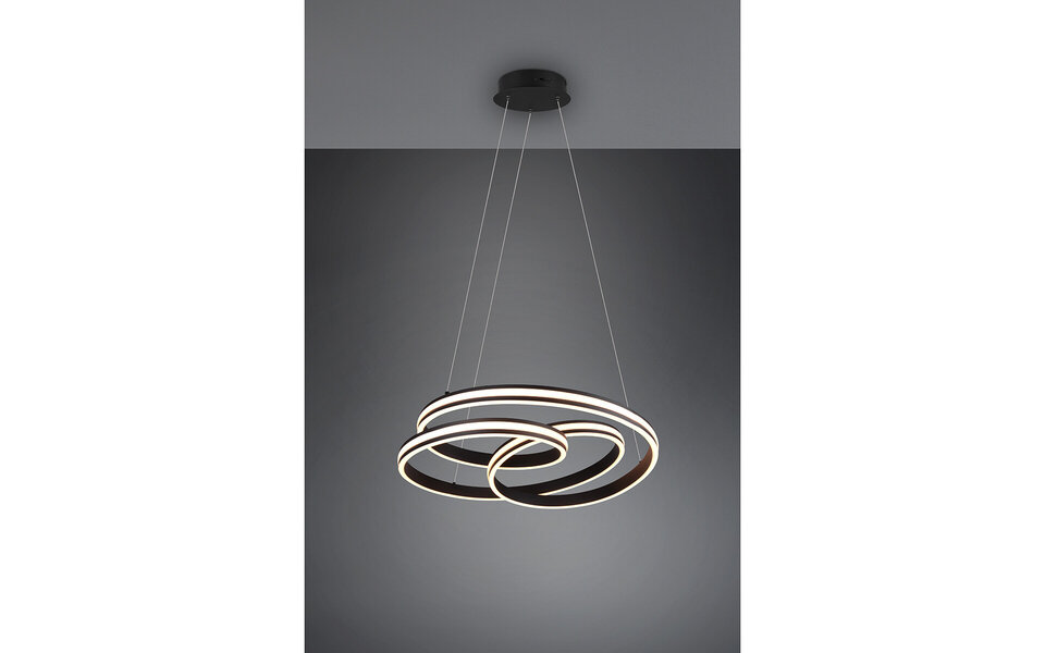 HLW LED LED Hanglamp Trion Yarino 60W - Dimbaar, Aanpasbare Kleur & Mat Zwart