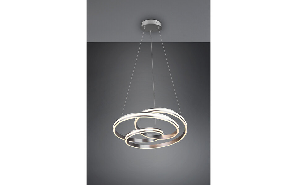 HLW LED Dimbare LED Hanglamp Trion Yarino 60W - Rond, Mat Nikkel, Aluminium