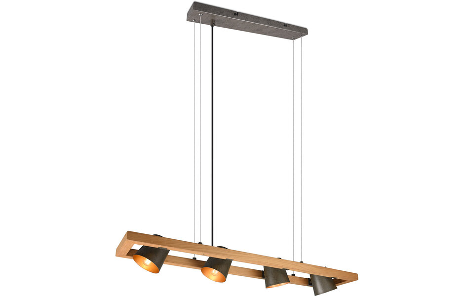 HLW LED LED Hanglamp Trion Bimm - 4 E14 lichtpunten, antiek nikkel & aluminium