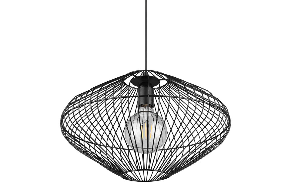 HLW LED Zwarte LED Hanglamp Trion Caboli - Rond, Mat Zwart Aluminium, E27 Fitting