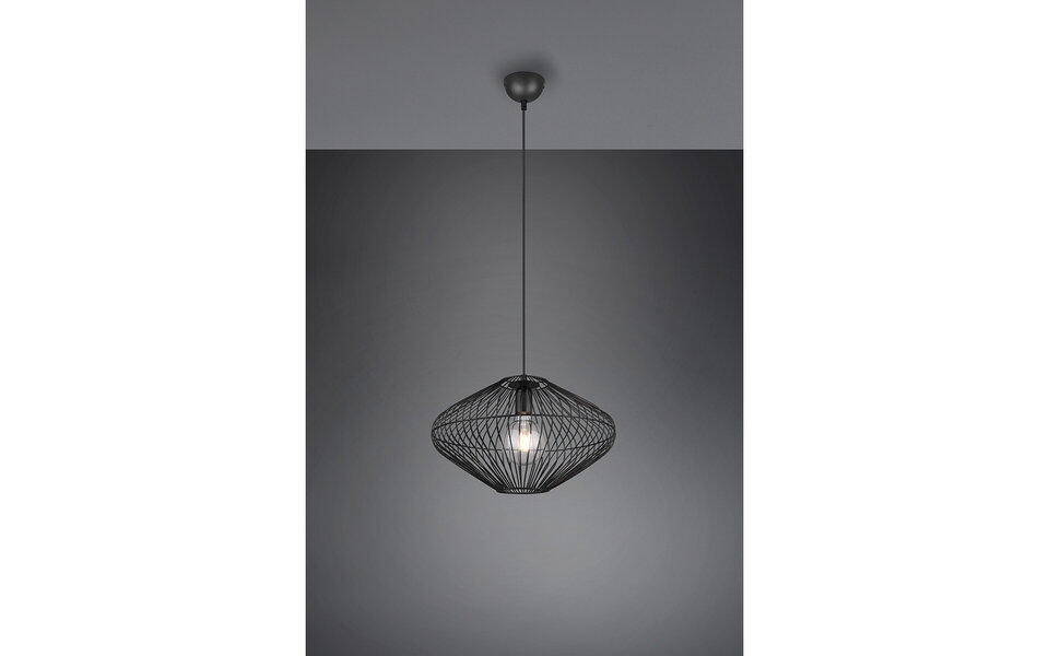 HLW LED Zwarte LED Hanglamp Trion Caboli - Rond, Mat Zwart Aluminium, E27 Fitting