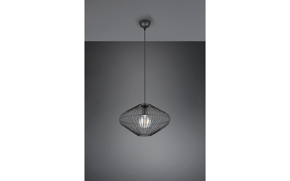 HLW LED Zwarte LED Hanglamp Trion Caboli - Rond, Mat Zwart Aluminium, E27 Fitting