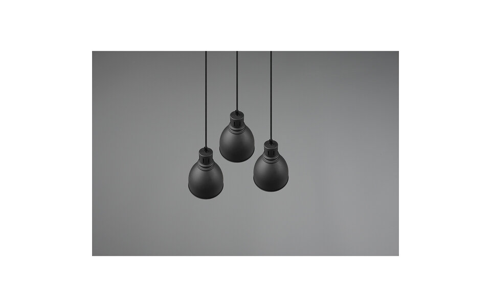 HLW LED Zwarte LED Hanglamp Trion Handoll - 3-lichts Rond, Mat Zwart Aluminium
