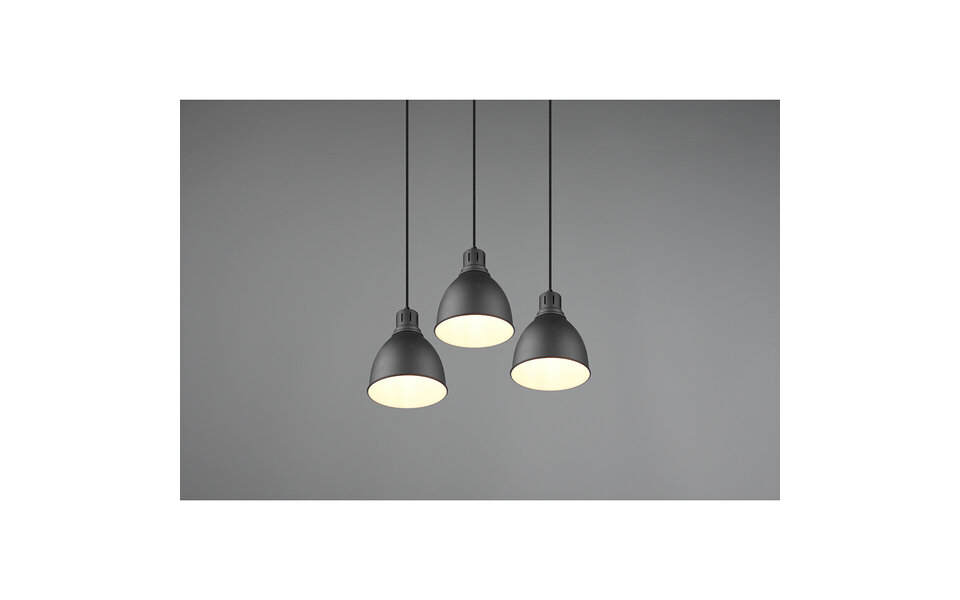 HLW LED Zwarte LED Hanglamp Trion Handoll - 3-lichts Rond, Mat Zwart Aluminium