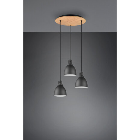 HLW LED Zwarte LED Hanglamp Trion Handoll - 3-lichts Rond, Mat Zwart Aluminium HLW LED Zwarte LED Hanglamp Trion Handoll - 3-lichts Rond, Mat Zwart Aluminium