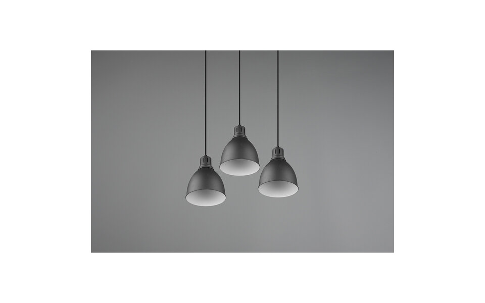 HLW LED Zwarte LED Hanglamp Trion Handoll - 3-lichts Rond, Mat Zwart Aluminium