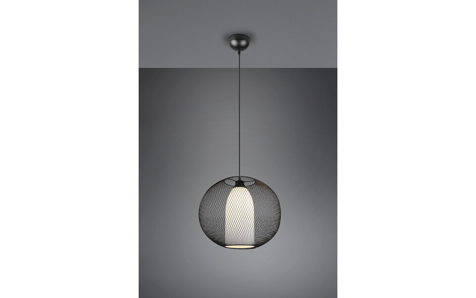 HLW LED Zwarte LED Hanglamp Trion Filtran - Mat Zwart Aluminium, Rond, E27 Fitting