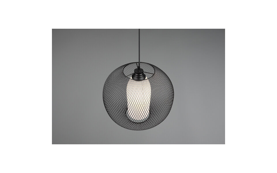 HLW LED Zwarte LED Hanglamp Trion Filtran - Mat Zwart Aluminium, Rond, E27 Fitting