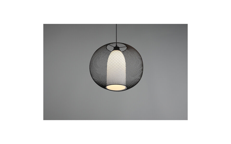 HLW LED Zwarte LED Hanglamp Trion Filtran - Mat Zwart Aluminium, Rond, E27 Fitting