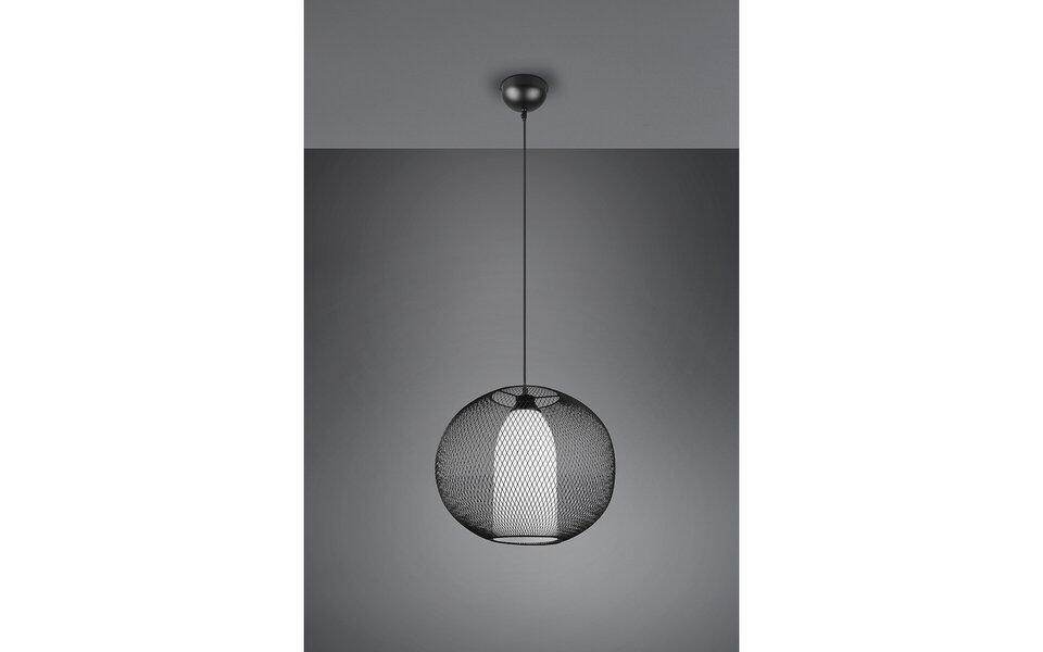HLW LED Zwarte LED Hanglamp Trion Filtran - Mat Zwart Aluminium, Rond, E27 Fitting