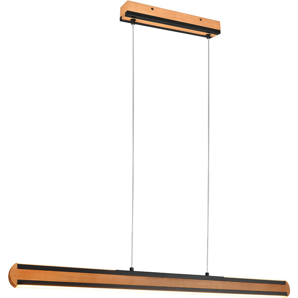 HLW LED Stijlvolle Zwarte LED Hanglamp Hout 42W - Aanpasbare Kleur & Up & Down Licht