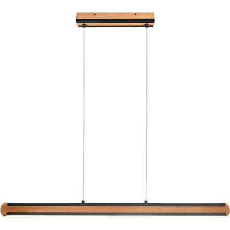 HLW LED Stijlvolle Zwarte LED Hanglamp Hout 42W - Aanpasbare Kleur & Up & Down Licht