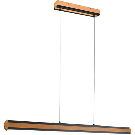 HLW LED Stijlvolle Zwarte LED Hanglamp Hout 42W - Aanpasbare Kleur & Up & Down Licht