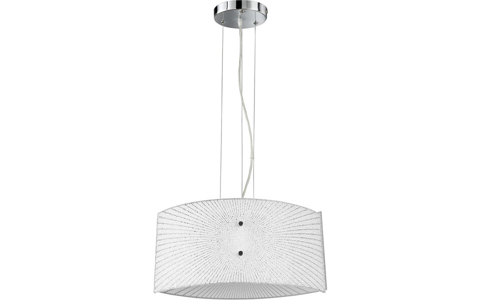 HLW LED LED Hanglamp Trion Elize - 2-lichts E27 fitting, Mat Chroom, Aluminium & Helder Glas