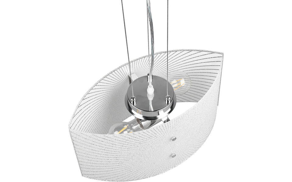 HLW LED LED Hanglamp Trion Elize - 2-lichts E27 fitting, Mat Chroom, Aluminium & Helder Glas