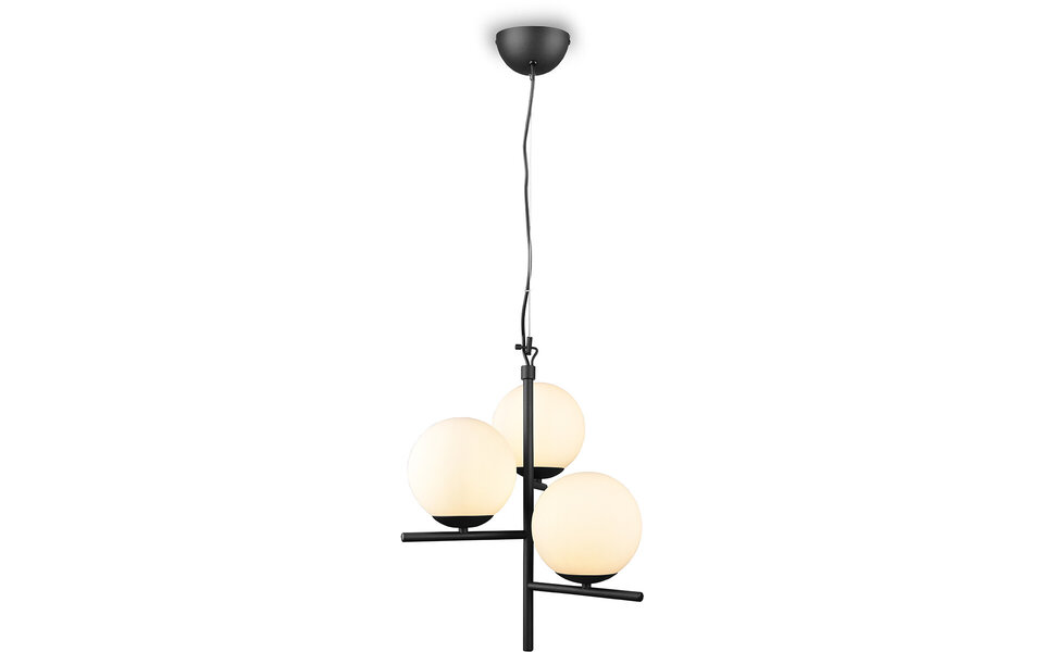 HLW LED Zwarte LED Hanglamp Trion Pora - 3-punts LED lamp met E14 fitting en mat zwart aluminium