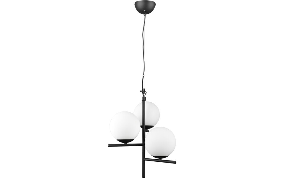 HLW LED Zwarte LED Hanglamp Trion Pora - 3-punts LED lamp met E14 fitting en mat zwart aluminium