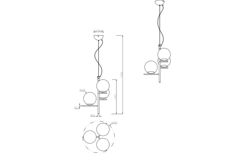 HLW LED Zwarte LED Hanglamp Trion Pora - 3-punts LED lamp met E14 fitting en mat zwart aluminium