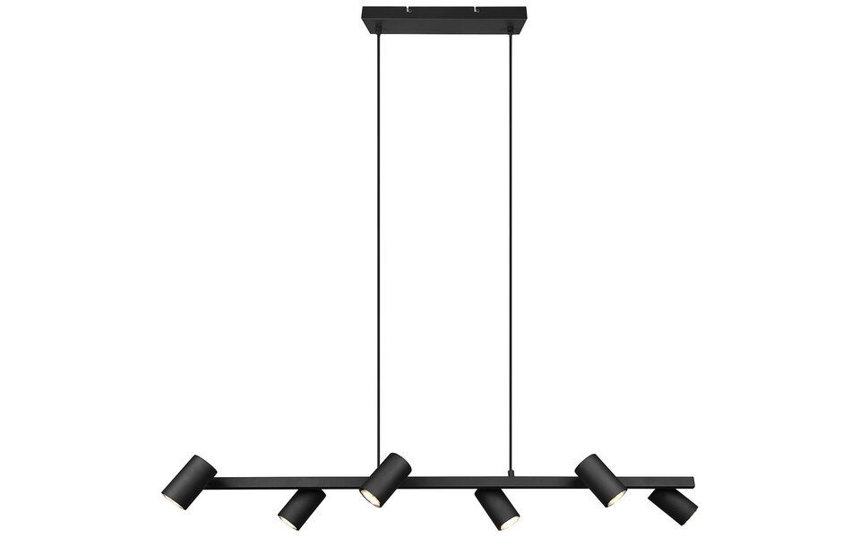 HLW LED Mat Zwarte LED Hanglamp Trion Milona - 6-lichts Rond Aluminium, GU10