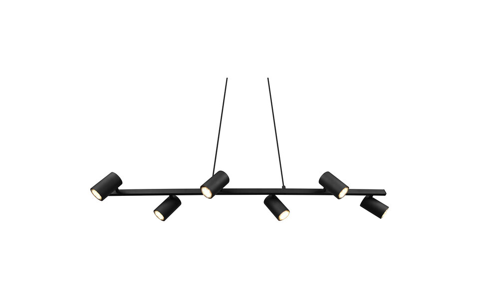 HLW LED Mat Zwarte LED Hanglamp Trion Milona - 6-lichts Rond Aluminium, GU10