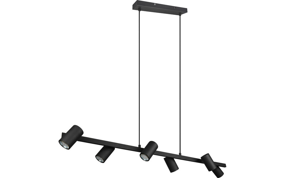HLW LED Mat Zwarte LED Hanglamp Trion Milona - 6-lichts Rond Aluminium, GU10