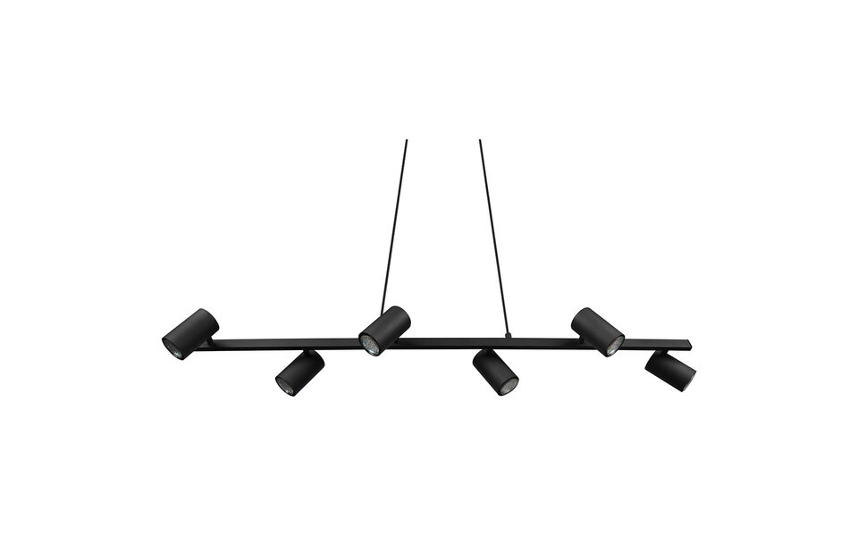 HLW LED Mat Zwarte LED Hanglamp Trion Milona - 6-lichts Rond Aluminium, GU10