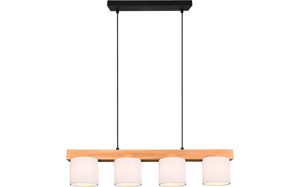 HLW LED Stijlvolle LED Hanglamp Hout & Witte LED Hanglamp - Trion Camo 4-lichts