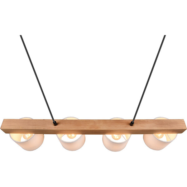 HLW LED Stijlvolle LED Hanglamp Hout & Witte LED Hanglamp - Trion Camo 4-lichts