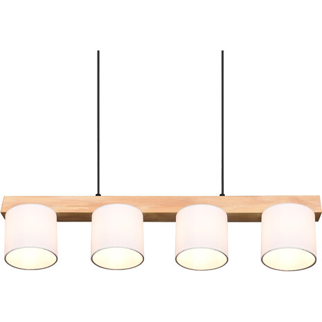 HLW LED Stijlvolle LED Hanglamp Hout & Witte LED Hanglamp - Trion Camo 4-lichts