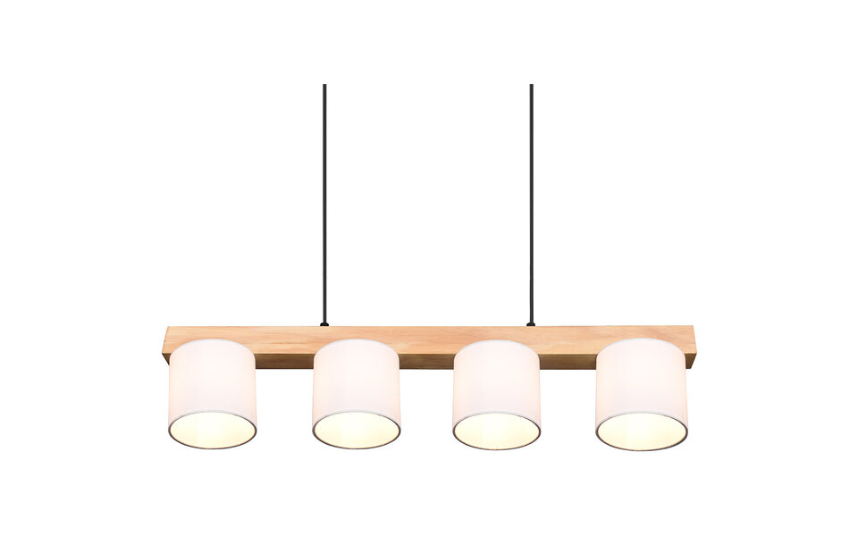 HLW LED Stijlvolle LED Hanglamp Hout & Witte LED Hanglamp - Trion Camo 4-lichts