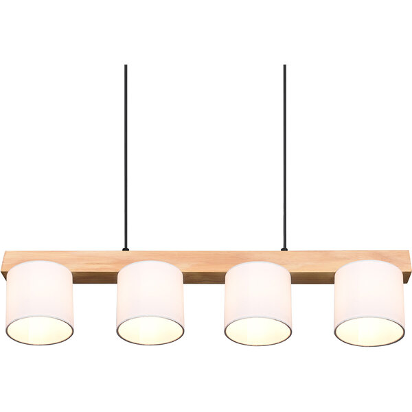 HLW LED Stijlvolle LED Hanglamp Hout & Witte LED Hanglamp - Trion Camo 4-lichts