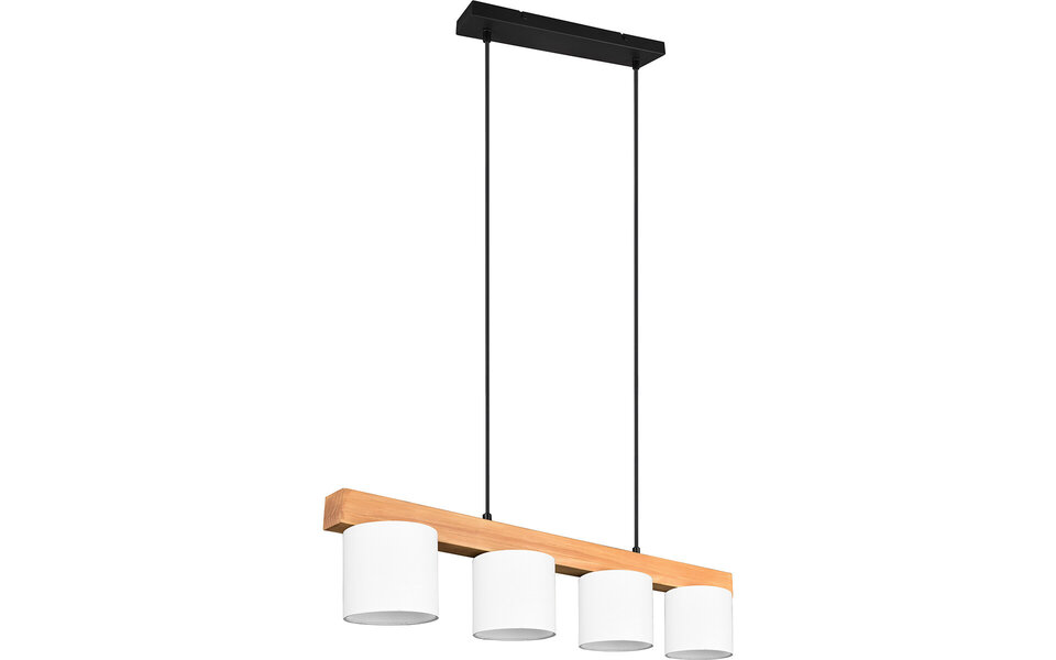 HLW LED Stijlvolle LED Hanglamp Hout & Witte LED Hanglamp - Trion Camo 4-lichts