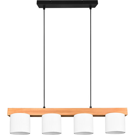 HLW LED Stijlvolle LED Hanglamp Hout & Witte LED Hanglamp - Trion Camo 4-lichts