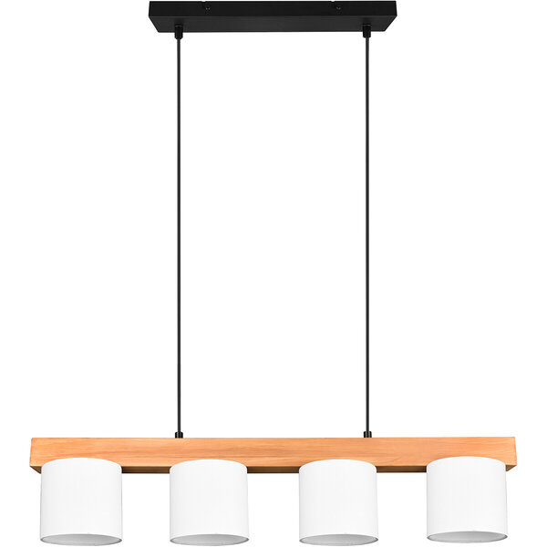 HLW LED Stijlvolle LED Hanglamp Hout & Witte LED Hanglamp - Trion Camo 4-lichts